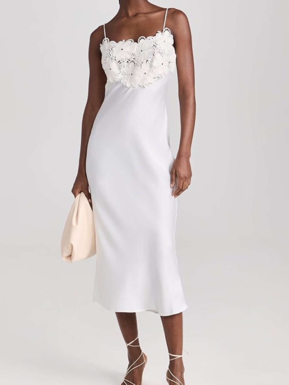New Ramy Brook Elora Ivory Floral Embellished Charmeuse Gown Elora Gown 10 NWT